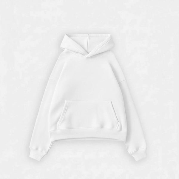 Drop Shoulder White Hoodie