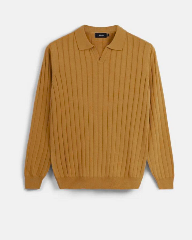 Slim Fit Caramel Polo Basic Knitted Pullover