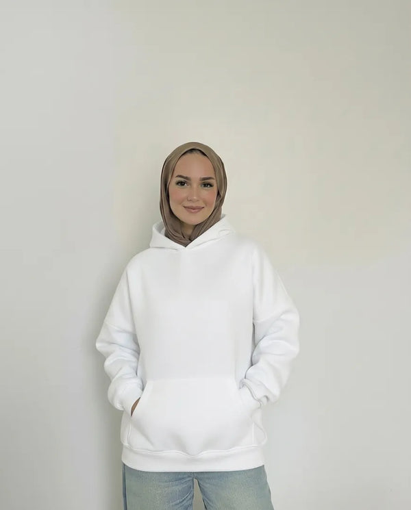Drop Shoulder Hoodie - White