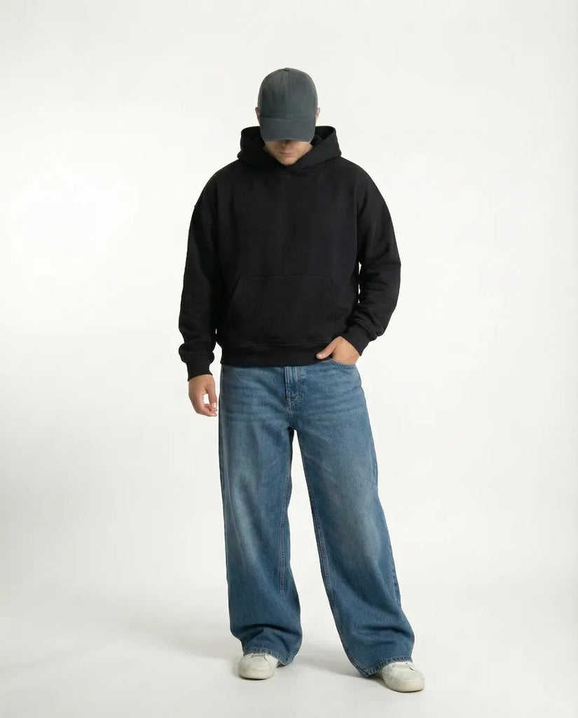 Drop Shoulder Hoodie - Black