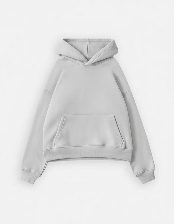 Drop Shoulder Pale Silver Hoodie