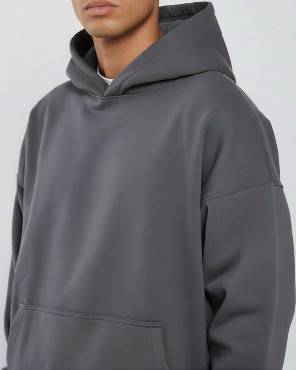 Drop Shoulder Iron Grey Hoodie