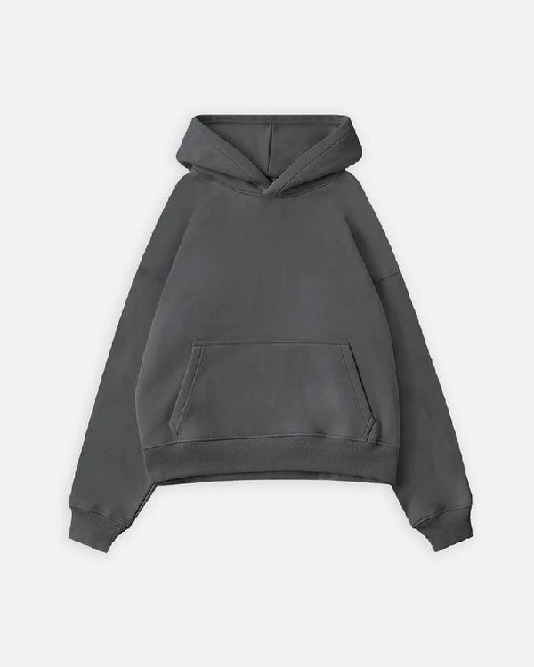 Drop Shoulder Iron Gray Hoodie