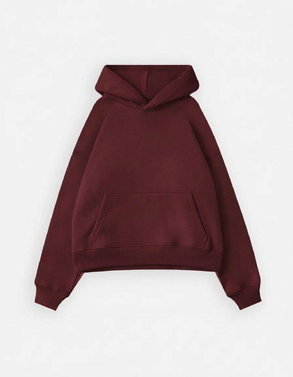 Drop Shoulder Burgandy Hoodie