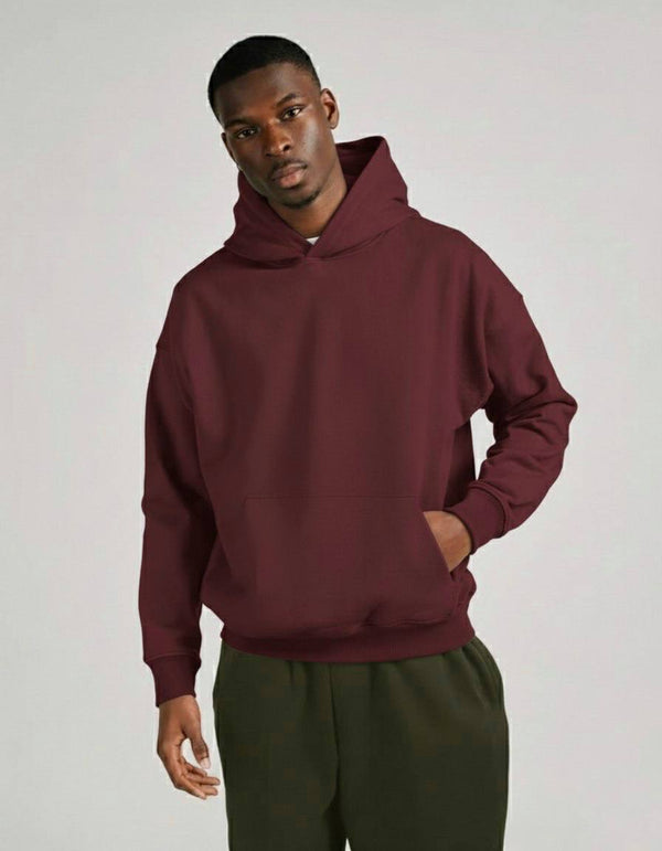 Drop Shoulder Burgundy Hoodie